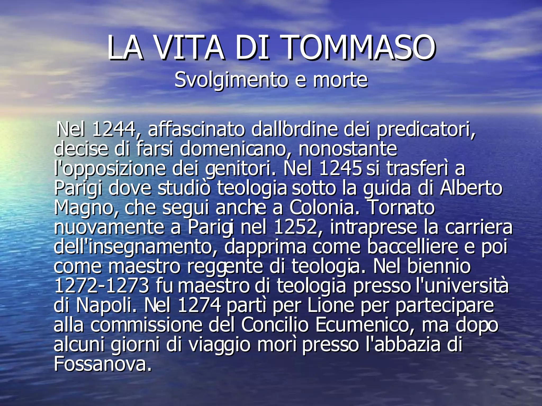 Pontificia Università San Tommaso D Aquino Tommaso D’Aquino | PPT