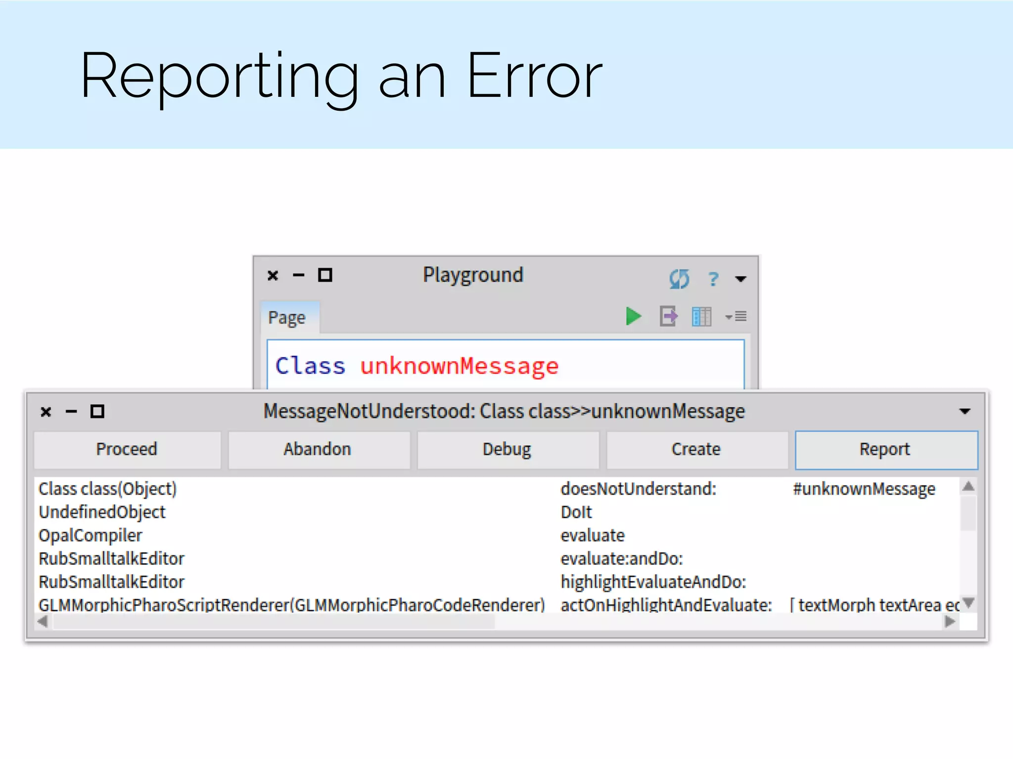 Reporting an Error
 