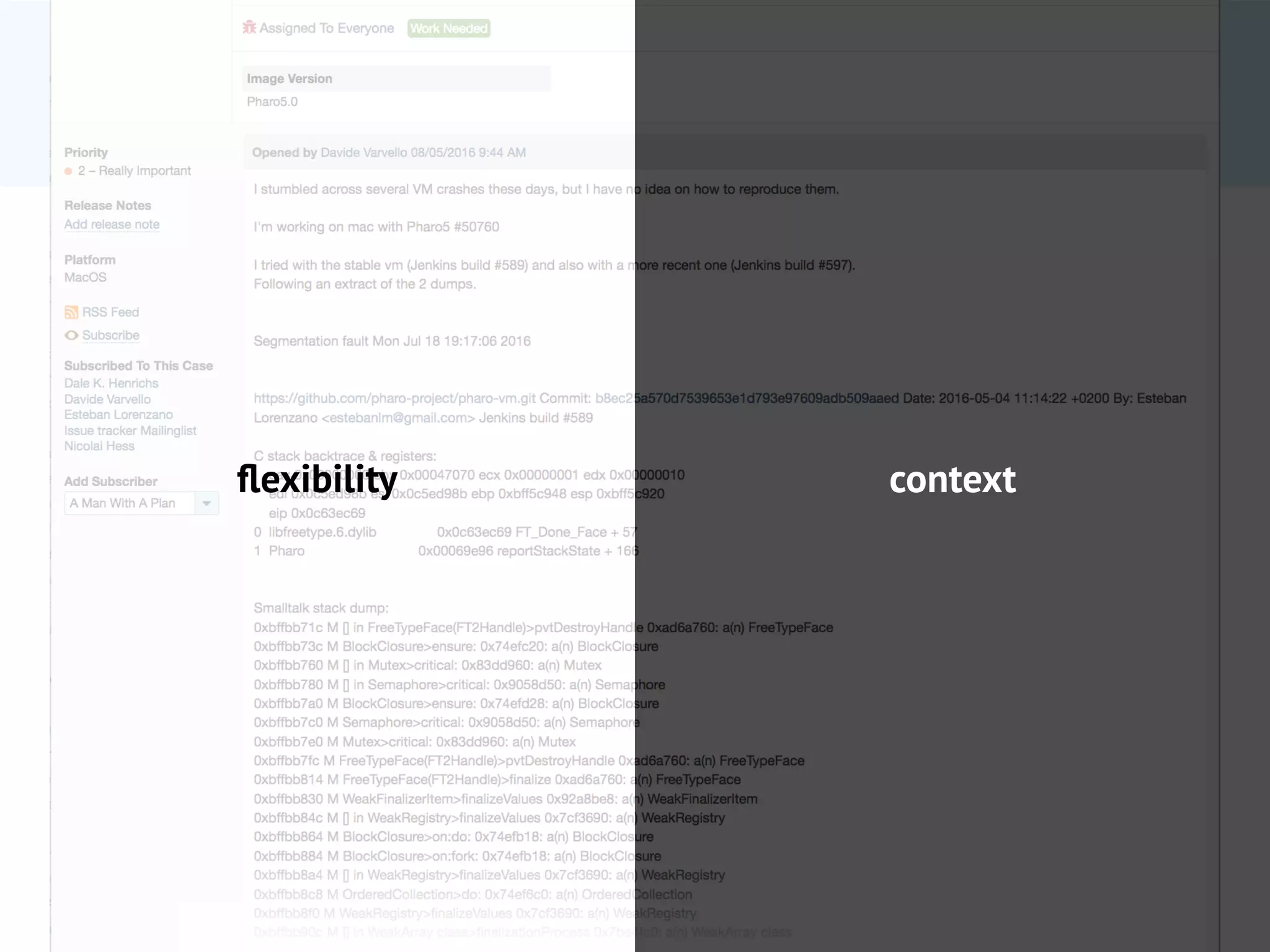 Bug Reports
ﬂexibility context
 