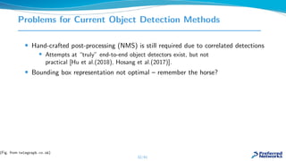Problems for Current Object Detection Methods
• Hand-crafted post-processing (NMS) is still required due to correlated det...