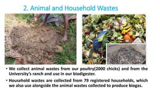 2. Animal and Household Wastes
• We collect animal wastes from our poultry(2000 chicks) and from the
University’s ranch an...