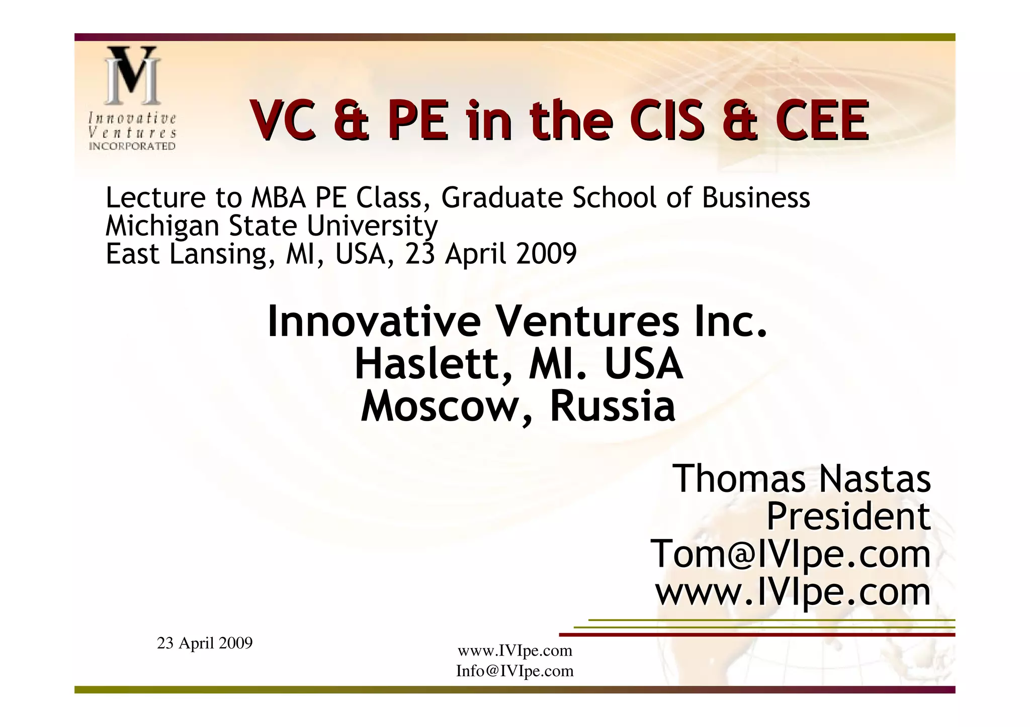 Nastas Lecture Graduate School of Business Michgan State University