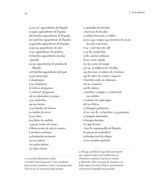 I. Antecedentes33
14.013 aa.1 aguardiente de España
71 pipas aguardiente de España
386 barriles aguardiente de España
200 ...