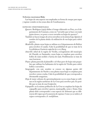 las hojas de las plantas
como envoltura de alimentos
102
Verbesina crassiramea Blake
Las hojas de esta especie son emplead...