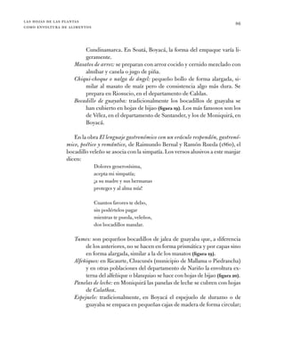 las hojas de las plantas
como envoltura de alimentos
86
Cundinamarca. En Soatá, Boyacá, la forma del empaque varía li-
ger...