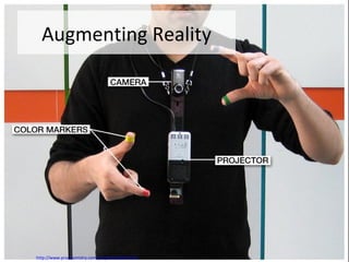 Augmenting Reality http://www.pranavmistry.com/projects/sixthsense/ 