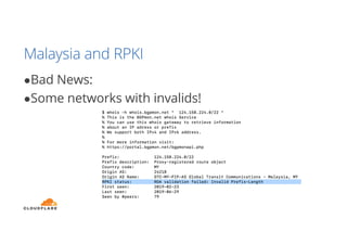 Malaysia and RPKI
●Bad News:
●Some networks with invalids!
 