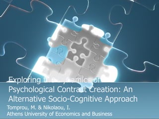 Exploring the Dynamics of Psychological Contract Creation: An Alternative Socio-Cognitive Approach Tomprou, M. & Nikolaou, I. Athens University of Economics and Business 