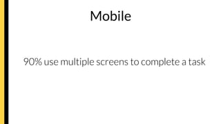 Mobile
90% use multiple screens to complete a task
 