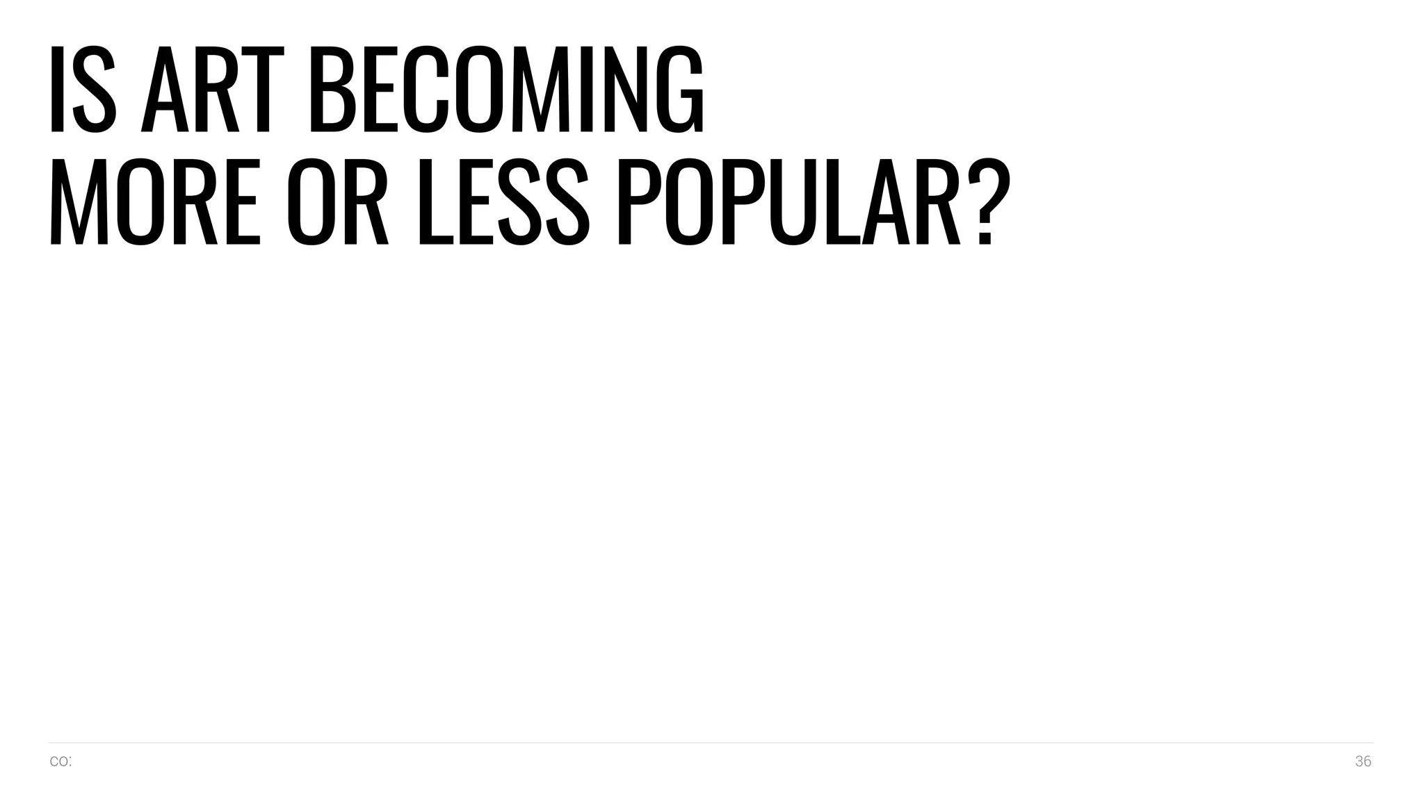 co: 36
IS ART BECOMING
MORE OR LESS POPULAR?
 