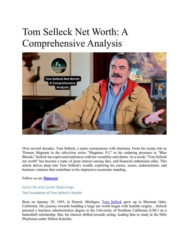 Tom Selleck Net Worth: A Comprehensive Analysis | PDF