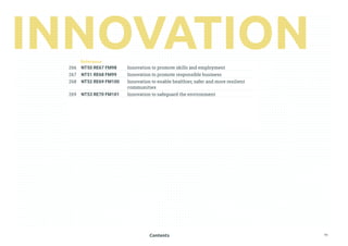 Contents 11
TOMS HANDBOOK —2021
266 NT50 RE67 FM98 Innovation to promote skills and employment
267 NT51 RE68 FM99 Innovation to promote responsible business
268 NT52 RE69 FM100 Innovation to enable healthier, safer and more resilient
communities
269 NT53 RE70 FM101 Innovation to safeguard the environment
Reference
 