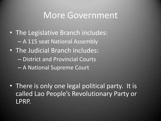 ReligionBuddha statue in LaosThe main religion is Buddhism.Animism is common in the mountain tribes.This pie chart is from OMF International’s Website.                    www.omf.org                     
