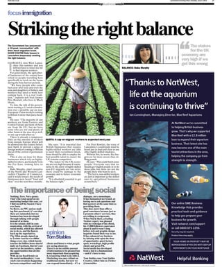www.lep.co.uk                                                                                                                                 Lancashire Evening Post, Tuesday, July 6, 2010   21

                                                                                              lepbusinessweek


focusimmigration


Strikingtherightbalance
The Government has announced
a 12-week ‘conversation’ with
                                                                                                                                                                 The stakes
ﬁrms about migration levels.
DAVID COATES ﬁnds bosses in
                                                                                                                                                                 for the UK
Lancashire desperately seeking                                                                                                                              economy are
the right balance.
                                                                                                                                                            very high if we

T                                                                                                                                                           get this wrong
      RAVEL into West Lanca-
      shire this summer and you
      will not have to travel too far                                                                                  BALANCE: Babs Murphy
      to ﬁnd migrant workers.
   For generations, the agricultur-
al businesses of the county have
relied on people travelling here
speciﬁcally to work on the farms
during the busy harvest periods.
   “We have people who come
back year after year and even the
sons and daughters of fathers and
mothers that used to work here
coming back, it is a real tradi-
tion,” explains soft fruit farmer
Pete Rowlatt, who lives in Much
Hoole.
   To him, the talk of the govern-
ment starting a 12-week consulta-
tion over a possible cap on non-
European Union workers coming
to Britain is more than just a head-
line.
   He says: “The majority of our
workers are from Eastern and
Central Europe and most of them
are from the EU, but we have
some who are not and plenty of
other farms in the area do as well,
so any cap would affect us.”
   There is already a temporary
limit on the amount of workers          QUOTA: A cap on migrant workers is expected next year
from outside Europe which will
be allowed into the country before         She says: “It is essential that        For Pete Rowlatt, the voice of
next April, to prevent a surge of       British businesses that require         Lancashire’s countryside must be
foreign workers coming to Britain       highly-skilled workers are able         heard just as loud and clear as any
ahead of the arrival of permanent       to meet their recruitment needs,        other highly-skilled employee.
limits.                                 ﬁrms should be able to employ the         Without this, he warns, the dan-
   This is also an issue for those      best possible talent to ensure the      gers are far more severe than sti-
businesses which rely on highly-        UK remains competitive.                 ﬂing growth.
skilled workers, particularly from         “The stakes for the UK econo-          He says: “This could ﬁnish some
the Far East, coming here to            my are very high because if restric-    people. Everyone says that we
work.                                   tions on the entry of highly skilled    should get English people in to do
   Babs Murphy, chief executive         non-EU migrants are too strict,         these jobs, but there are not the
of the North and Western Lan-           there could be damage to the            people there who want to do it.
cashire Chamber of Commerce,            economy and to future economic            “The fact is, non-skilled workers
said it would ensure the needs of       growth.                                 are just as important as the skilled
businesses were heard “loud and            “It is absolutely essential to get   ones to agricultural businesses
clear” over the next three months.      the balance right.”                     around here.”



  The importance of being social
  Nothing. Zero. Not a penny.                                                   dialogue, not a monologue.
  That’s the total spend on my                                                  It has humanised my brand, al-
  marketing budget this year, yet                                               lowing me to ask questions and
  I ﬁnd myself the busiest I have                                               ﬁnd answers at the same time as
  ever been.                                                                    providing them.
  No ﬂyers, no PPC and no mail-                                                 This does more than offer a
  ing lists purchased, it’s not that                                            good conscience because just as
  these are outmoded, but my                                                    I promote others’ services, they
  business has been developed                                                   are willing to reciprocate.
  through talking with people                                                   When Mark Shaw, a leading
  instead of at them.                                                           Twitter expert, was pleased
  It is the seismic shift in com-                                               with my redesign of his eBook,
  munication, with the arrival of                                               his 13,000 followers soon knew
  social media, which has allowed                                               about it and it wasn’t long
  me to do so, and the ﬁgures
  back up the superlatives.             opinion                                 before web and graphic design
                                                                                inquiries found their way to me.
  The 106m people signed up
  to Twitter search over 600m           TomStables                              It has enhanced my business
                                                                                by kicking wide open the door
  things every day, which barely                                                of opportunity; guest lecture
  touches the billion items shared      clients and listen to what people       spots, workshops, high proﬁle
  daily on Facebook. But let’s not      are saying about me.                    clients and great PR.
  marvel at the numbers, rather         There is an incredible amount           Social media has developed
  the opportunities that all this       of information to be gleaned but        from a fad to a fundamental
  provides.                             more important than acquiring           – and it’s here to stay.
  With an ear ﬁxed ﬁrmly on             it, is knowing what to do with it.
  the social mediasphere, I can         Marketing was once reliant on           Tom Stables runs Tom Stables
  catch conversations happening         traditional media, but now we           Creative, follow him on Twitter
  between competitors and their         can respond immediately – it’s a        @tomstables
 