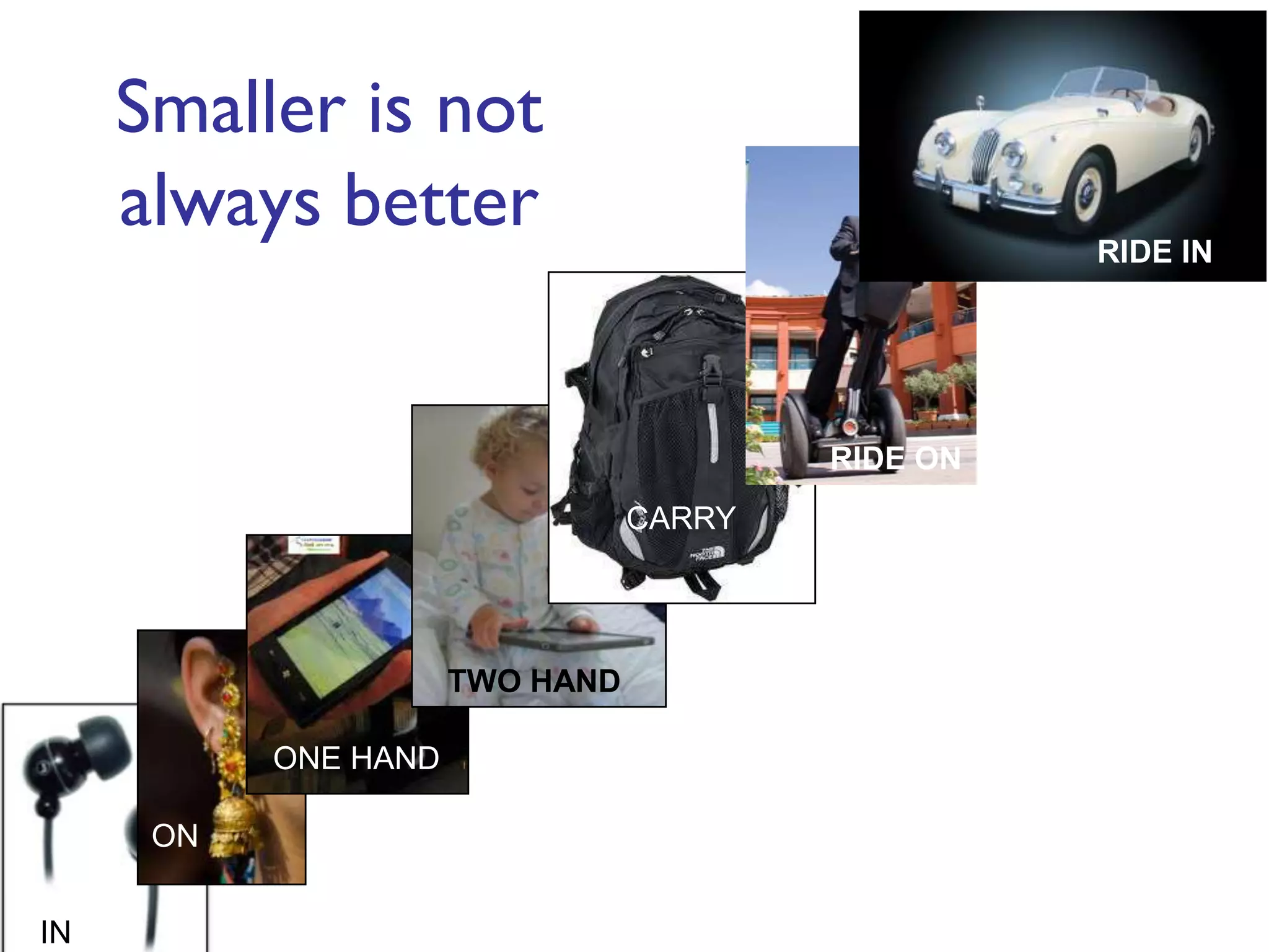 Smaller is not always betterRIDE INRIDE ONCARRYTWO HANDONE HANDONIN