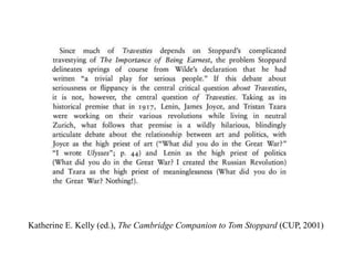 Katherine E. Kelly (ed.), The Cambridge Companion to Tom Stoppard (CUP, 2001)
 