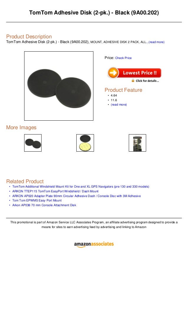 AP036 Arkon Adapter Plate 70mm Adhesive GPS Mounting Disc with 3M Adhesive
