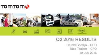 Harold Goddijn – CEO
Taco Titulaer – CFO
19 July 2016
Q2 2016 RESULTS
 