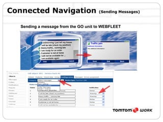 Connected Navigation  (Sending Messages) Sending a message from the GO unit to WEBFLEET 