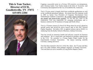 This is Tom Tucker, Director of ECD, Goodlettsville, TN  37072 615-851-2204 ,[object Object],[object Object],[object Object],[object Object],[object Object]