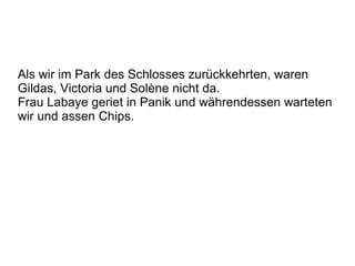 Wir wurden in mehreren Gruppen verteilt.  Wir gingen einkaufen. Die Deutschen gingen bei Mc Donald's. 