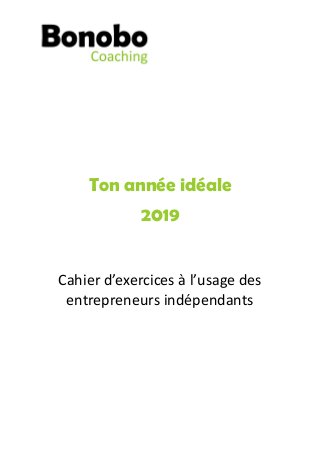  
Ton année idéale
2019 
Cahier  d’exercices  à  l’usage  des  
entrepreneurs  indépendants 
 