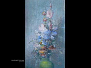 (nd) Flores en un florero verde,
en colores pastel
 