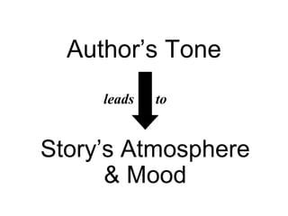 Author’s Tone leads  to Story’s Atmosphere & Mood 
