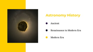 Astronomy History
Ancient
Renaissance to Modern Era
Modern Era
 