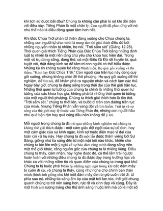 khi lịch sử được bắt đầu? Chúng ta không cần phải lo sợ khi đối diện
với điều này. Tiếng Phán là một chân lý. Con người đã phản ứng với nó
như thế nào là điều đáng quan tâm hơn hết.
Khi Đức Chúa Trời phán từ thiên đàng xuống cho Chúa chúng ta,
những con người tự cho mình là trung tâm thì giải thích điều đó bởi
những nguyên nhân tự nhiên, họ nói, “Trời sấm sét” (Giăng 12:28).
Thói quen giải thích Tiếng Phán của Đức Chúa Trời bằng những định
luật tự nhiên là một nền tảng chủ yếu cho khoa học hiện đại. Trong
một vũ trụ đang sống, đang thở, có một Điều Gì Đó rất huyền bí, quá
tuyệt vời, thật đáng kính sợ để tâm trí con người có thể hiểu được.
Những kẻ tin không tuyên bố rằng mình hiểu. Họ quỳ gối xuống và thì
thầm, “Kính lạy Đức Chúa Trời.” Con người của trần tục này cũng quỳ
gối xuống, nhưng không phải để thờ phượng. Họ quỳ gối xuống để thí
nghiệm, để tìm tòi, để khám phá ra nguyên nhân và cách làm các thứ.
Ngay bây giờ, chúng ta đang sống trong thời đại của thế giới trần tục.
Những thói quen tư tưởng của chúng ta chính là những thói quen tư
tưởng của các khoa học gia, không phải là những thói quen tư tưởng
của một người thờ phượng. Chúng ta thích giải thích hơn là tôn thờ.
“Trời sấm sét,” chúng ta thốt lên, và bước đi trên con đường trần tục
của mình. Nhưng Tiếng Phán vẫn vang dội và tìm kiếm. Trật tự và sự
sống của thế giới này lệ thuộc vào Tiếng Phán đó, nhưng con người hầu
như quá bận rộn hay quá cứng đầu nên không để ý tới.
Mỗi người trong chúng ta đã trải qua những kinh nghiệm mà chúng ta
không thể giải thích được - một cảm giác đột ngột của sự cô đơn, hay
một cảm giác của sự kinh ngạc, kính sợ trước diện mạo vĩ đại của
toàn cõi vũ trụ này. Hay chúng ta đã một lần được thăm viếng bởi Sự
Sáng, giống như tia sáng đến từ một mặt trời nào khác, khiến cho
chúng ta lóe lên một ý nghĩ về sự bảo đảm rằng mình đang sống trên
một thế giới khác, rằng nguồn gốc của chúng ta là thiêng liêng. Điều
chúng ta thấy, cảm nhận, hay nghe được đó, có thể lắm trái ngược
hoàn toàn với những điều chúng ta đã được dạy trong trường học và
khác xa với những niềm tin và quan điểm của chúng ta trong quá khứ.
Chúng ta bị buộc phải hoãn lại những nghi ngờ trong khi các đám mây
bị cuốn đi xa, và chúng ta thấy, cũng như nghe cho chính bản thân
mình (hình ảnh giống như khi một đám mây đen bị gió cuốn trôi đi, từ
phía sau nó, những tia sáng ấm áp của mặt trời lan tỏa, thế giới chung
quanh chúng ta trở nên sáng hơn, rực rỡ và xinh đẹp vô cùng. Đây là
một hình ảnh tượng trưng cho thứ ánh sáng thuộc linh mà có lẽ một số
 