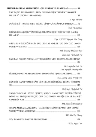 PHẦN II: DIGITAL MARKETING – XU HƯỚNG VÀ GIẢI PHÁP ................. 81
XÂY DỰNG THƯƠNG HIỆU TRÊN PHƯƠNG TIỆN TRUYỀN THÔNG...