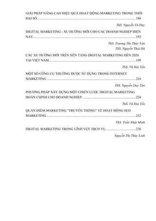 GIẢI PHÁP NÂNG CAO HIỆU QUẢ HOẠT ĐỘNG MARKETING TRONG THỜI
ĐẠI SỐ............................................................