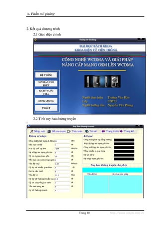 Phần mô phỏng


2. Kết quả chương trình
     2.1.Giao diện chính




     2.2.Tính suy hao đường truyền
:




                                     Trang 80   http://www.ebook.edu.vn
 
