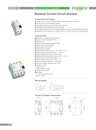 Standrad: IEC 61008
Residual Current Circuit Breaker
ResidualCurrent
CircuitBreaker
Construction and Feature
=Provides pro...