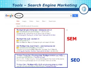 Tools – Search Engine Marketing
SEM
SEO
 