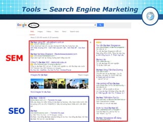 Tools – Search Engine Marketing
SEM
SEO
 