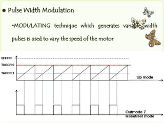    Pulse Width Modulation

     •MODULATING technique which generates variable width

     pulses is used to vary the speed of the motor
 