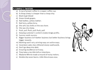 Tongue twister exercise