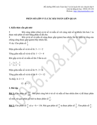 Toán Lớp 5 - Chuyên Đề Về Phân Số