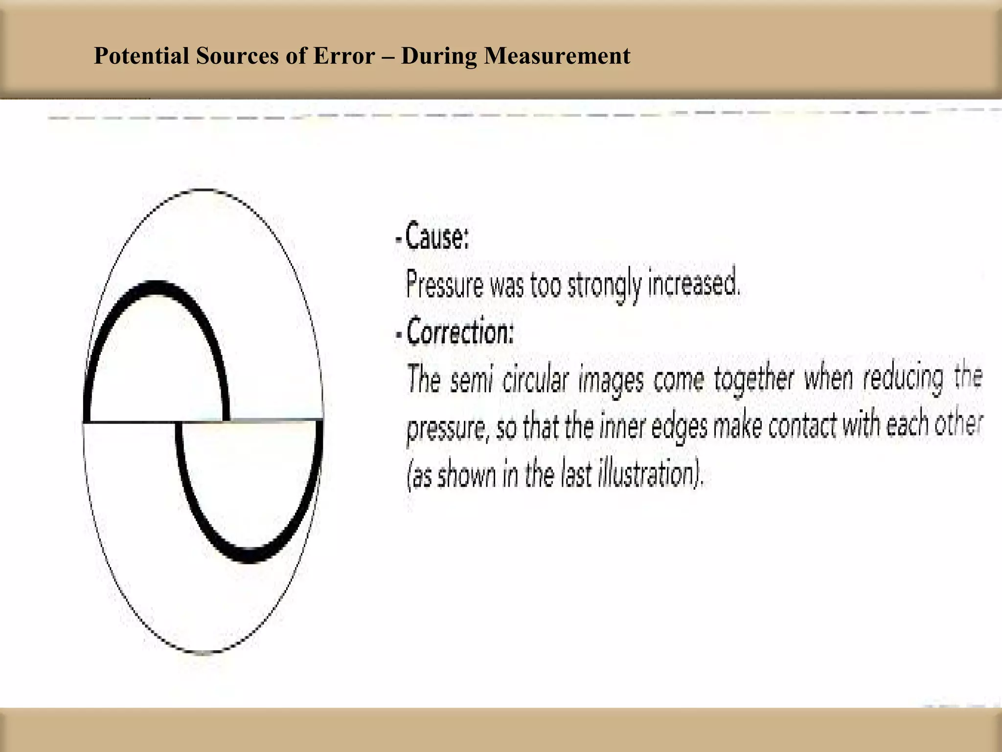 Potential Sources of Error – During Measurement
 