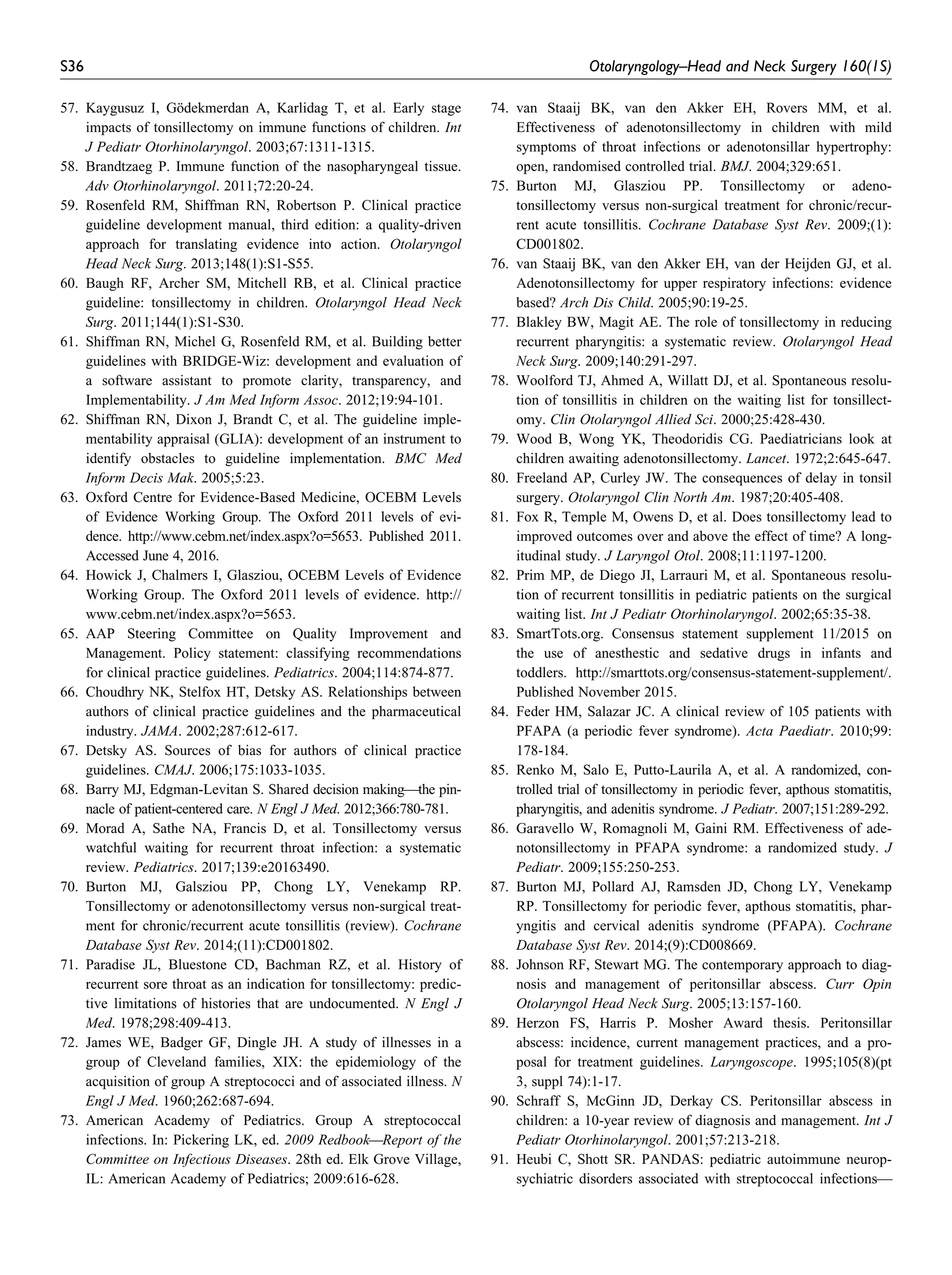 Tonsillectomy In Children 2019 Aao Hns Pdf