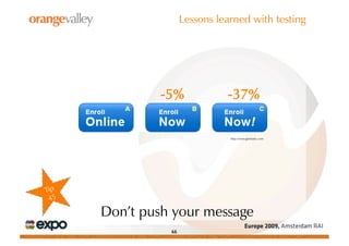 Lessons learned with testing




        -5%               -37%

                           http://www.getelastic.com




...