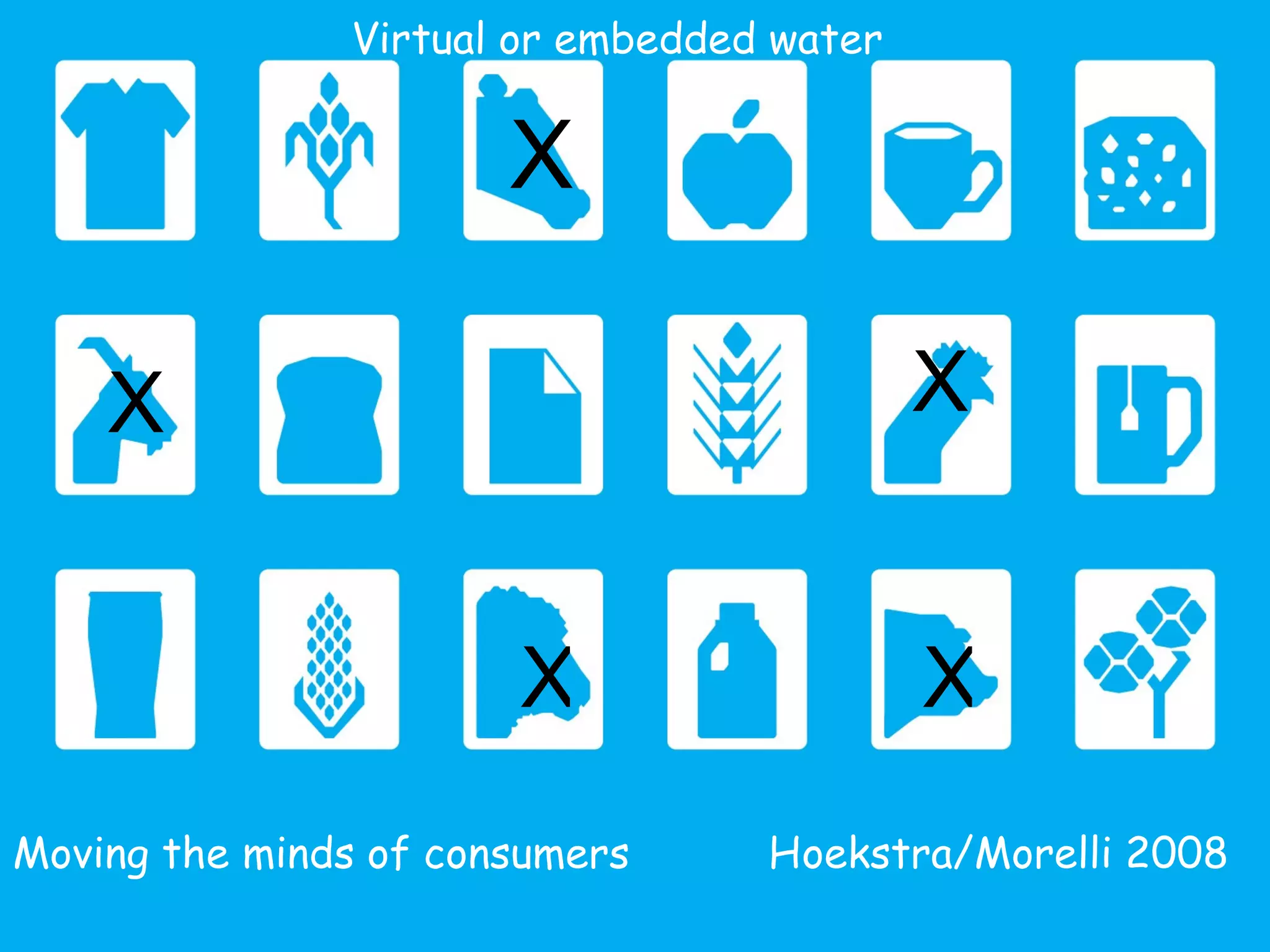 Water in Africa - CEAUP - Porto 2008 Moving the minds of consumers  Hoekstra/Morelli 2008 Virtual or embedded water X X X X X 