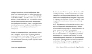 Durante la conversación,seguirás completando tu Mapa             La forma tradicional de tomar apuntes s e limita a transcribir
MentalB con los datos aportados por tu interlocutor.Esta téc-    cronológicamente- casi nunca lógicamente-el flujo de
                                                                                  y
nica para tomar notas ayuda a tu cerebro a ORGANIZAR, RE-        información.Esto significa que la información clave se mez-
CORDAR, COMPARAR y ASOCIAR la información más rápi-              cla sin criterio con la información irrelevante.Te darás cuen-
damente. Cuando cambias de tema, trazas una nueva línea y        ta de que gracias a los Mapas MentalesB conseguirás organi-
escribes el nuevo concepto clave siempre utilizando pala-        zar y dar coherencia hasta a las llamadas más caóticas y
bras, imágenes y colores que te ayuden a sintetizar y memo-      complejas.
rizar. Si vuelves a un tema tratado con anterioridad, retroce-   En los Mapas Mentalesm para las llamadas telefónicas,el co-
de a las líneas o ramas y al espacio del mapa que le             lor es un elemento muy importante dado que te permite
corresponde.                                                     priorizar. Puedes utilizar el rojo, por ejemplo, para indicar los
                                                                 temas urgentes, y el azul para los secundarios.
Durante una llamada telefónica se tratan numerosos temas y       Trazar el esquema de un Mapa MentalB básico antes de rea-
muy a menudo se vuelven a tocar los mismos asuntos en            lizar una llamada telefónica es la mejor forma para tratar to-
momentos distintos. Con los Mapas MentalesB es extremada-        dos los temas que te interesan. Este borrador, que se irá
mente fácil avanzar y retroceder dado que la información         completando durante la llamada, será una herramienta indis-
está perfectamente organizada y siempre se pueden aportar        pensable para alcanzar tus objetivos. Las personas que utili-
o suprimir elementos.                                            zan los Mapas MentalesB consiguen lo que quieren en me-
                                                                 nos tiempo y acostumbran a tener más facilidad de


 Cómo crear Mapas Mentalesm                                            Cómo alcanzar el éxito personal con los Mapas MentalesB       81
 