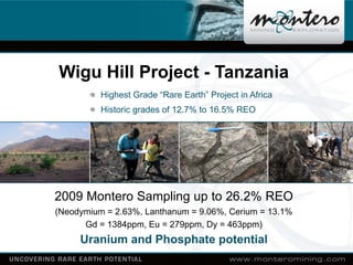 Wigu Hill Project - Tanzania
          Highest Grade “Rare Earth” Project in Africa
                   g
          Histori...