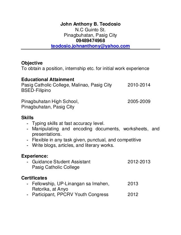 example ng resume