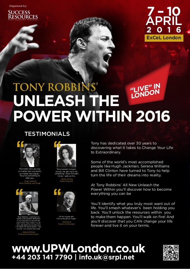 tony robbins upw london 2016 brochure tony robbins event flyer poster