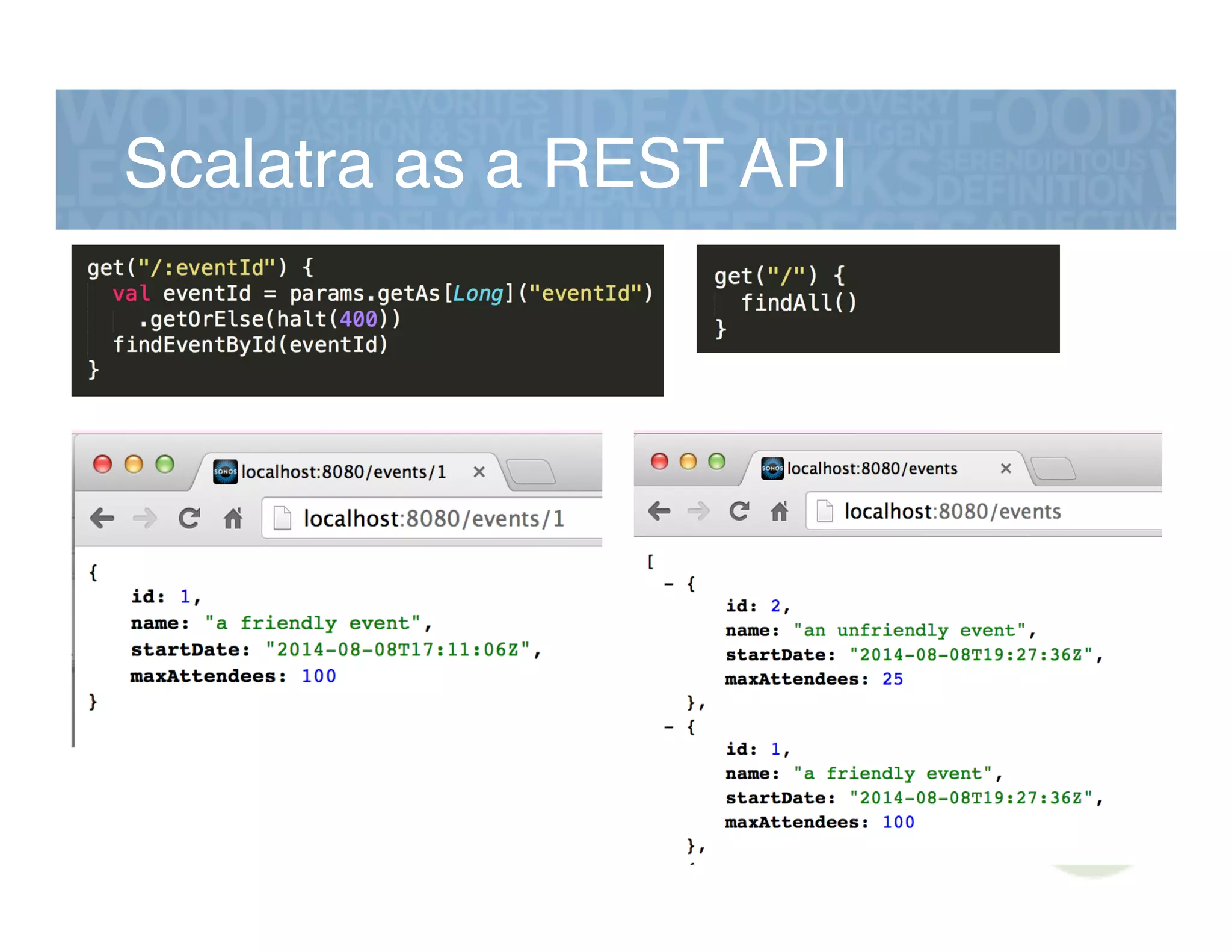 Scalatra as a REST API!
 