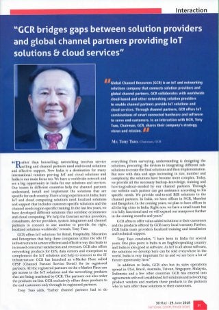 Tony Tsao, Chairman, Global Channel Resources, featured in NCN Magzine