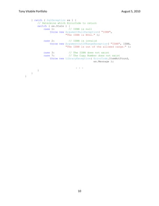 Write test scripts for each of the stored procedures